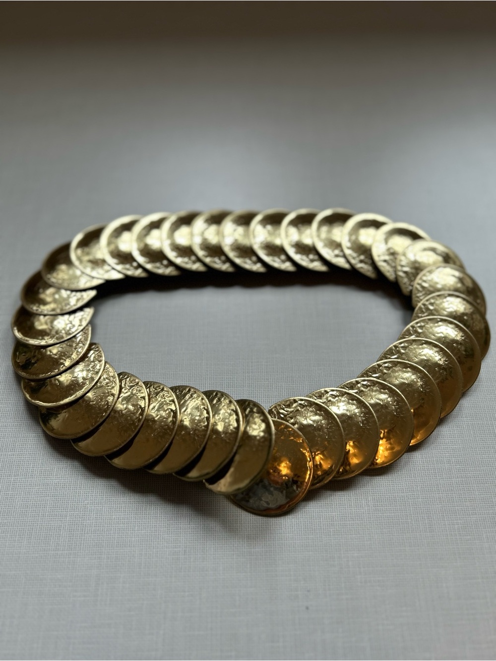 Hammered Gold Disc Belt - Women Accessories